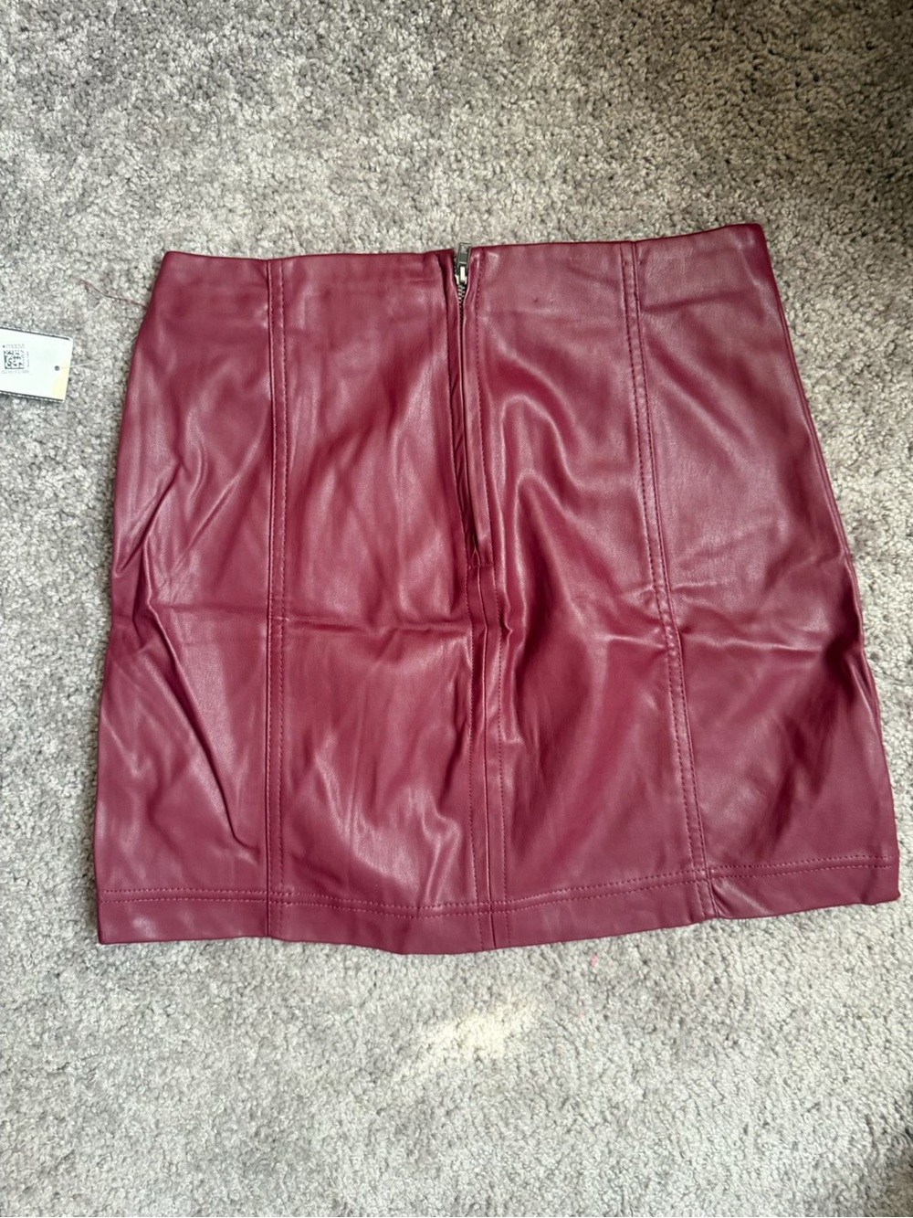 Tinseltown Wine Faux Leather Mini Skirt